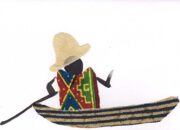 Chitenge card: man in canoe