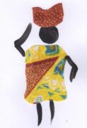 Chitenge card: Lady with basket on head